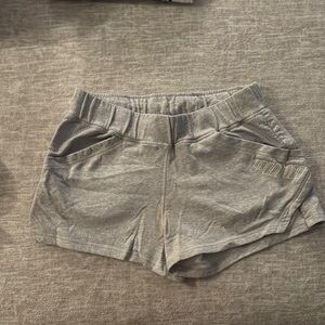 Puma Light Gray Athletic Shorts with Elastic Waistband and Heathered Texture